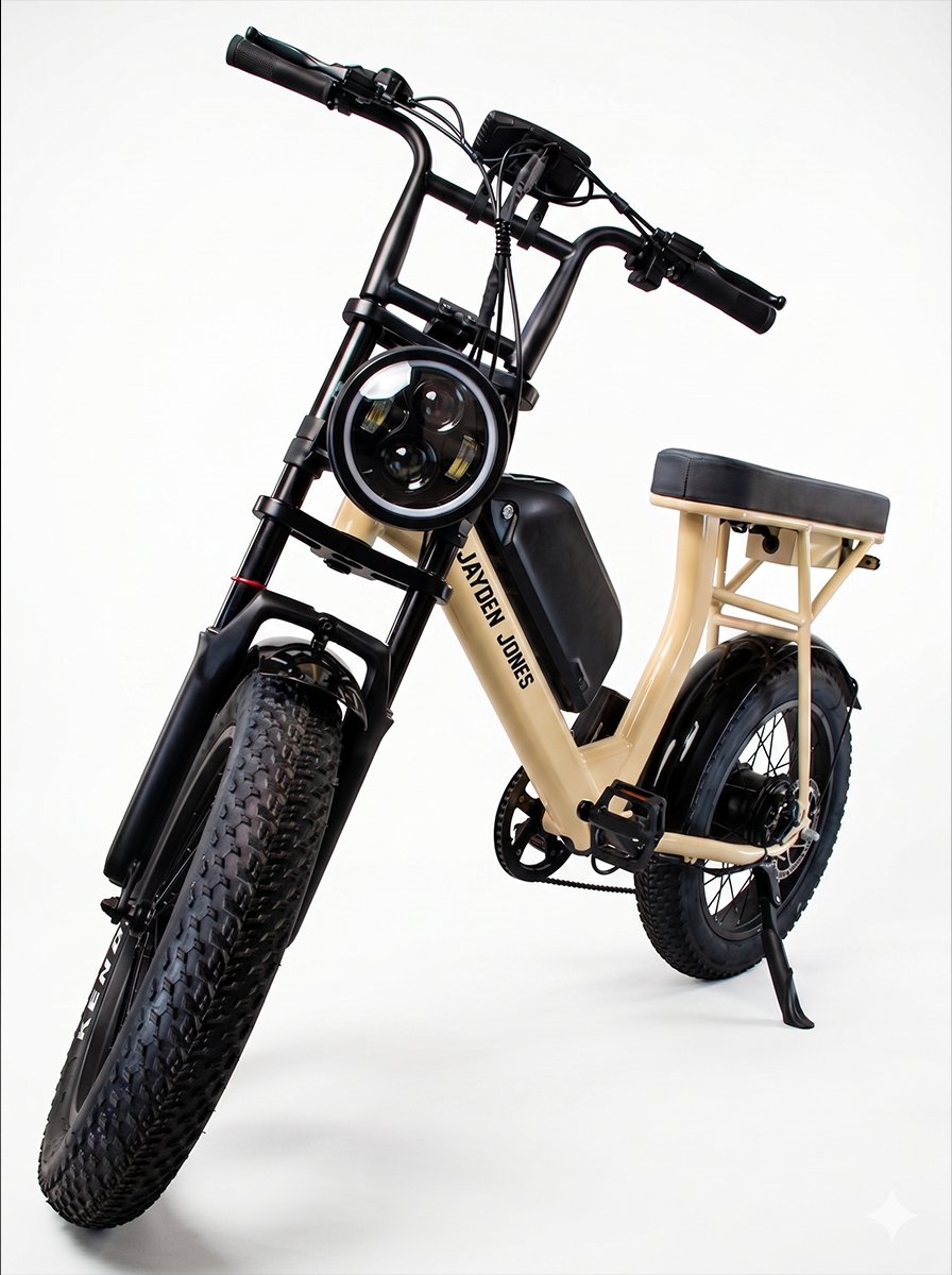 Bicicleta eléctrica Jayden Jones Sunset — tres cuartos